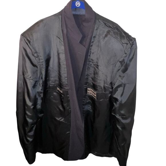 David Taylor men’s size 46L navy blue two gold button front lined padded Blazer - Picture 8 of 15